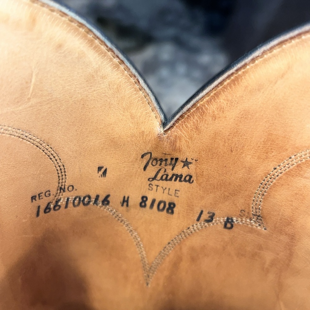 Tony Lama Black Leather Men's Boots - Picture 4 of 4